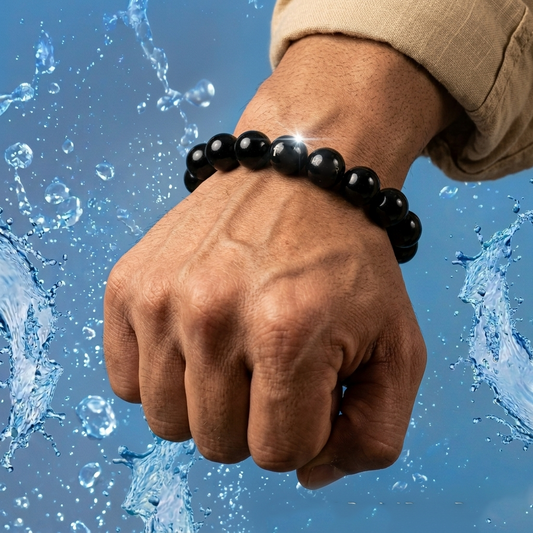 Black Braided Power Bracelet for Men