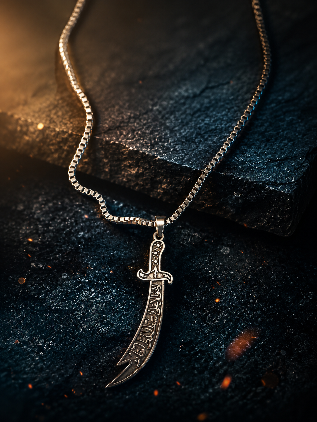 Zulfiqar Necklace Engraved